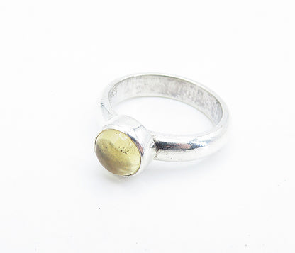 925 Sterling Silver Cabochon Cut Yellow Topaz Solitaire Ring Sz 6 RG6937