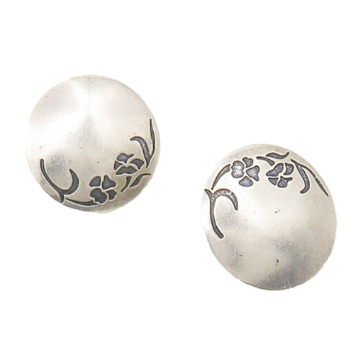 925 Sterling Silver  Vintage Oxidized Floral Vine Detail Drop Earrings  EG9025
