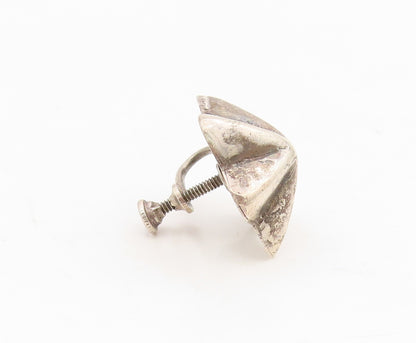 925 Sterling Silver Vintage Earrings Solid Modernist Floral Screw Back  EG13901
