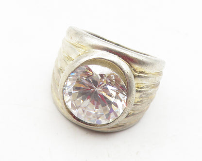 925 Sterling Silver  Vintage Cubic Zirconia Cocktail Ring Sz 6.5  RG12046