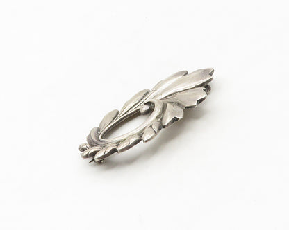 VIKING CRAFT 925 Sterling Silver Vintage Floral Leaf Swirl Brooch Pin BP6748
