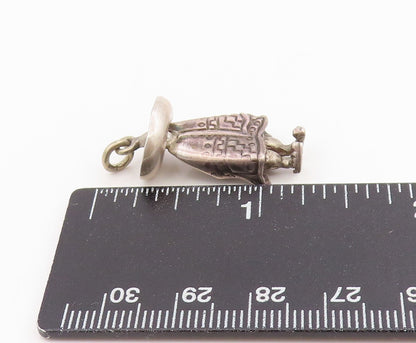 925 Sterling Silver Vintage Pendant Man With Sombrero & Poncho Charm  PT25603
