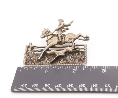 925 Sterling Silver Vintage Brooch Antique Fox Chase Hunter Leap Pin  BP11899