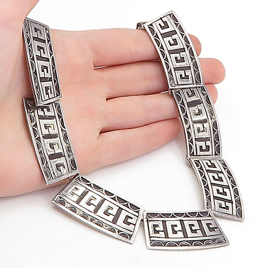 TAXCO MEXICO 925 Sterling Silver  Vintage Designer Large Chain Necklace NE1194