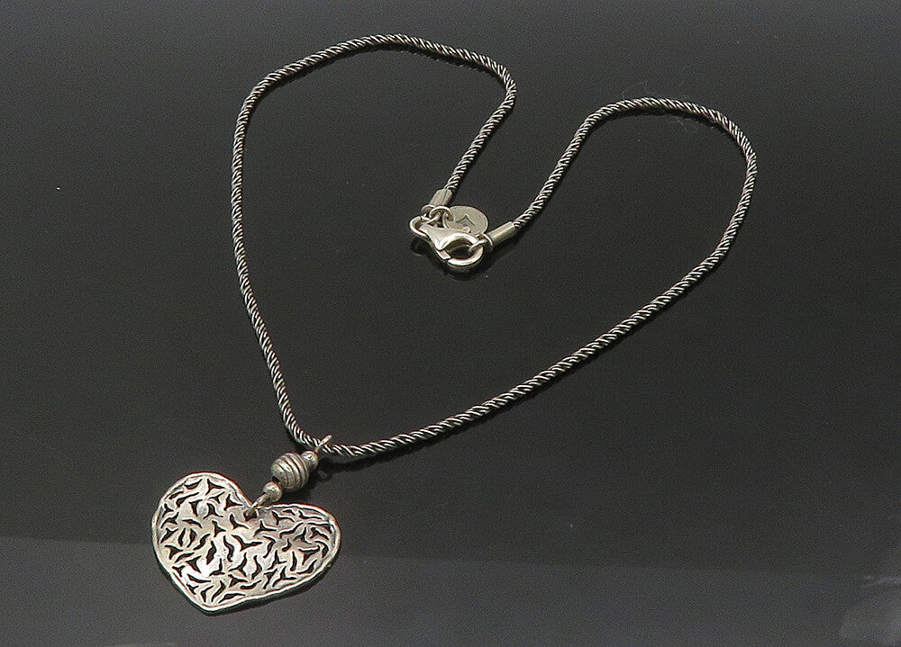 SILPADA 925 Silver  Vintage Cutout Love Heart Twist Chain Necklace  NE3609