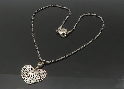 SILPADA 925 Silver  Vintage Cutout Love Heart Twist Chain Necklace  NE3609