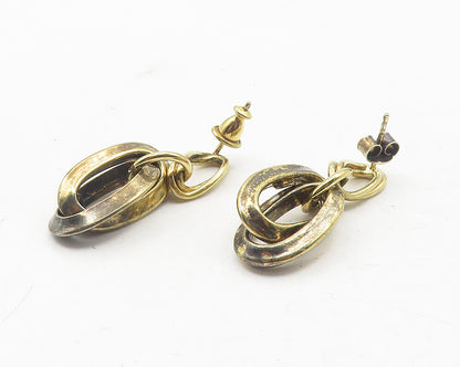 MONET 925 Sterling Silver  Vintage Oval Twist Linked Dangle Earrings  EG6177