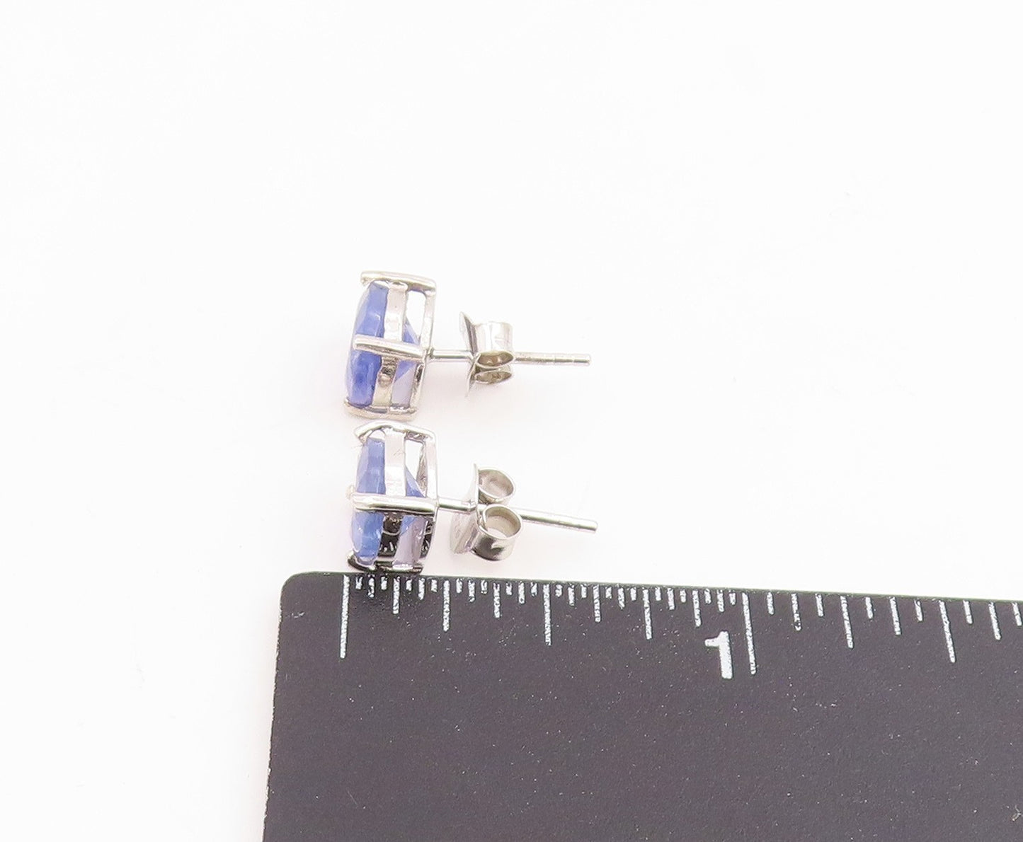 925 Sterling Silver Vintage Earrings Oval Cut Real Tanzanite Studs  EG14096