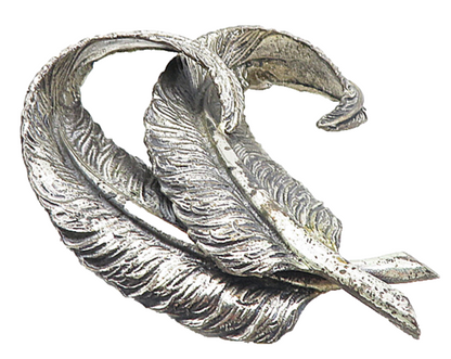 DANECRAFT 925 Silver  Vintage Etched Detail Feathers Motif Brooch Pin  BP3196