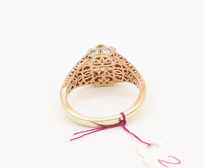 VANNA K 925 Silver  Vintage Gold Plated Filigree Carved CZ Ring Sz 11  RG27041