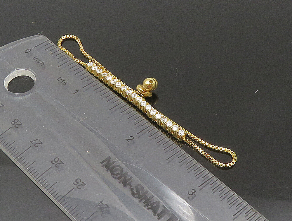 Gold Over 925 Silver  Cubic Zirconia Adjustable Child Box Chain Bracelet BT1099
