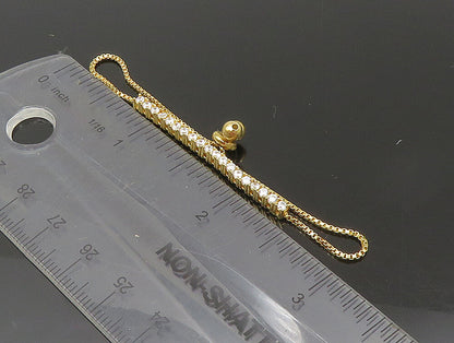 Gold Over 925 Silver  Cubic Zirconia Adjustable Child Box Chain Bracelet BT1099