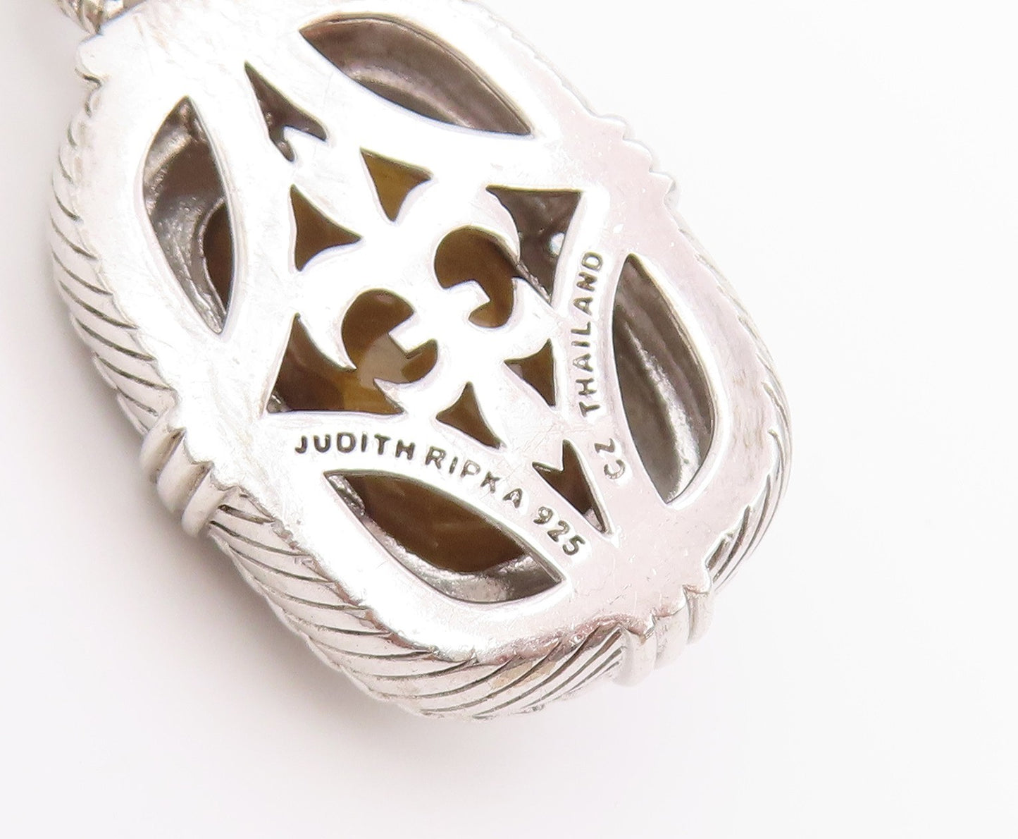 925 Sterling Silver Vintage Pendant JUDITH RIPKA Faceted Tiger's Eye  PT26429