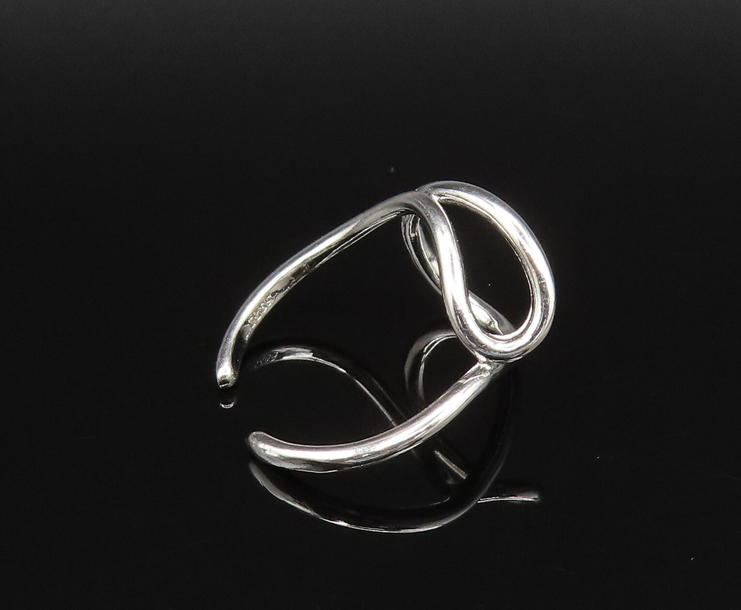925 Silver  Vintage Minimalist Dainty Open Swirl Adjustable Ring Sz 7  RG25679