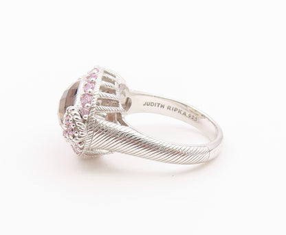 925 Sterling Silver Vintage Ring JUDITH RIPKA Smoky Quartz & CZ  Sz 8  RG36556