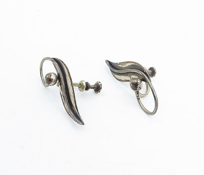 MEXICO 925 Sterling Silver  Vintage Single Leaf Non Pierce Earrings  EG2311