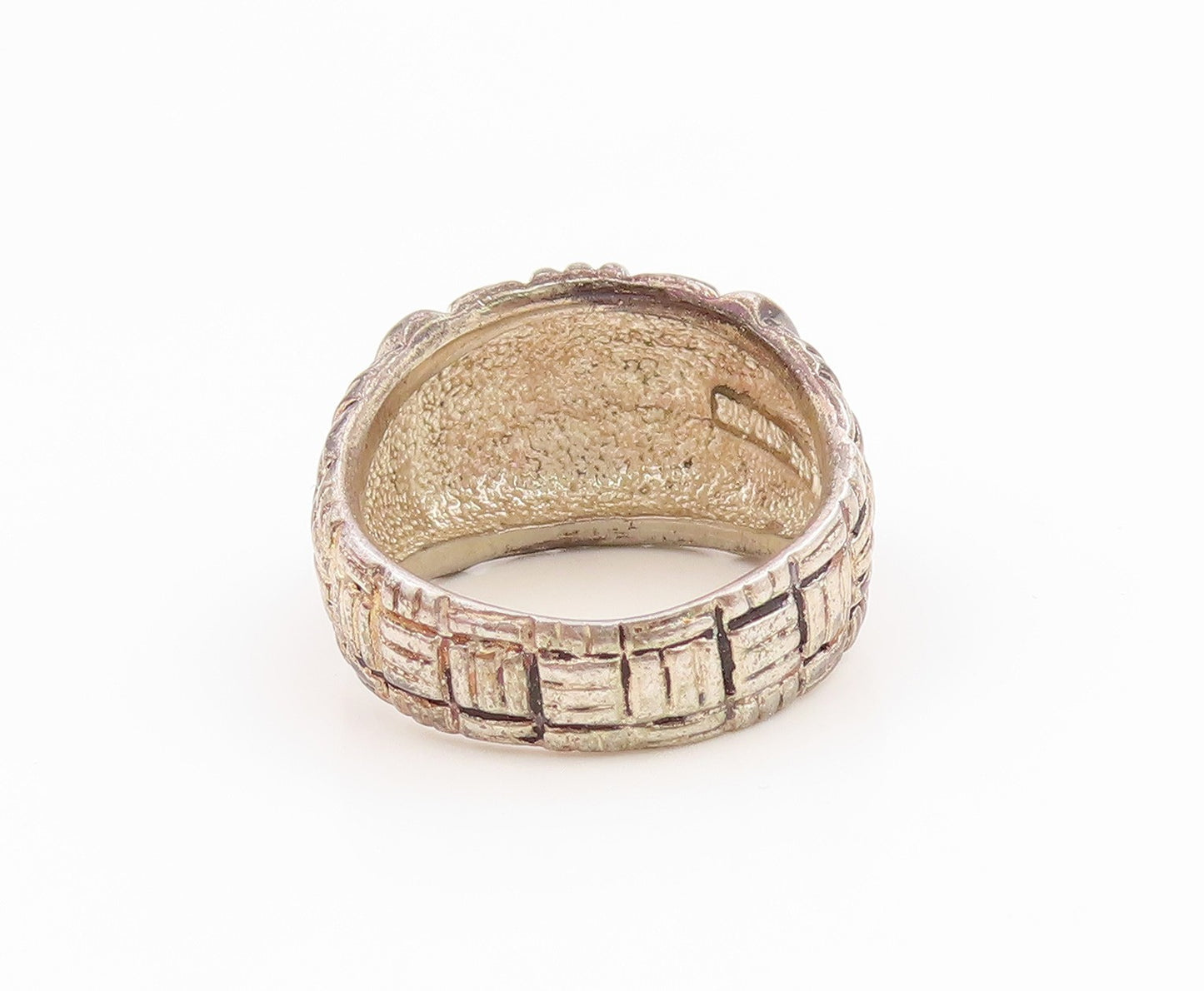 925 Sterling Silver Vintage Ring ESPO SIG Wide Woven Dome Band  Sz 7  RG36013