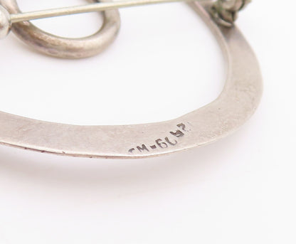 925 Sterling Silver Vintage Brooch Designer Looped Double Ring  BP11745
