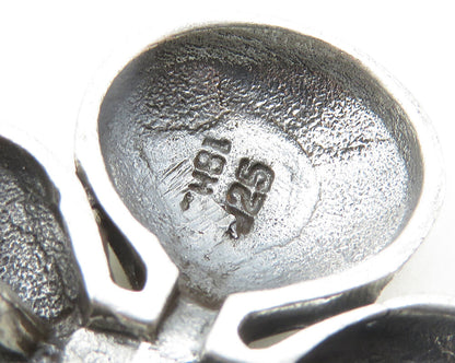 925 Sterling Silver  Vintage Shiny Patterned Flower Motif Pendant  PT15238
