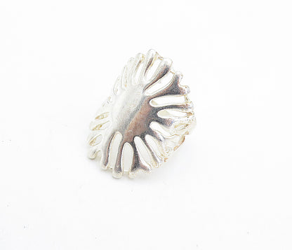 925 Sterling Silver  Vintage Shiny Cutout Floral Design Band Ring Sz 6  RG7120