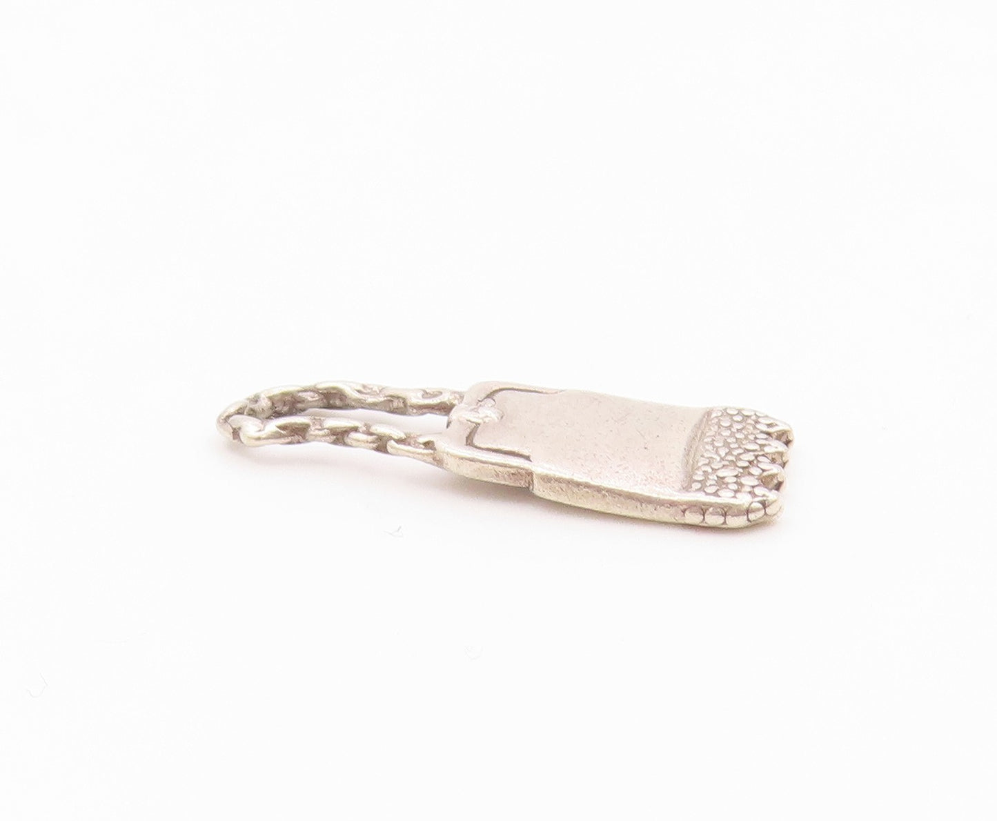 925 Sterling Silver  Vintage Shiny Petite Hand Bag Motif Pendant  PT18795