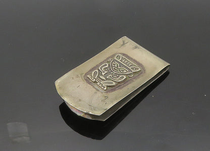 925 Sterling Silver  Vintage Antique Warrior Statue Oxidized Money Clip TR2899