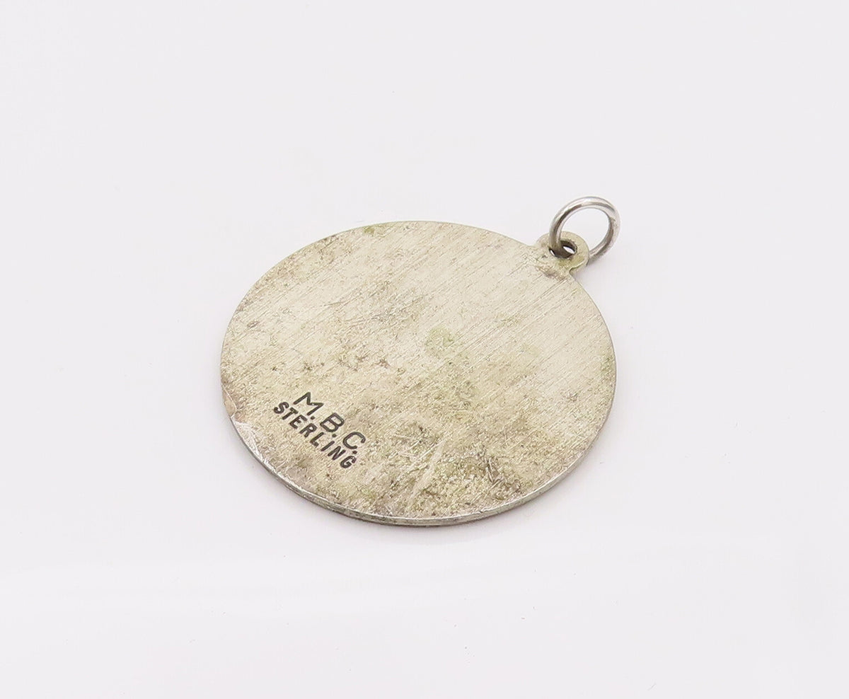 925 Sterling Silver Vintage Best Mother In Law Medal Carved Pendant PT22097