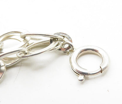 925 Sterling Silver  Vintage Shiny Minimalist Oval Link Chain Necklace  NE1786