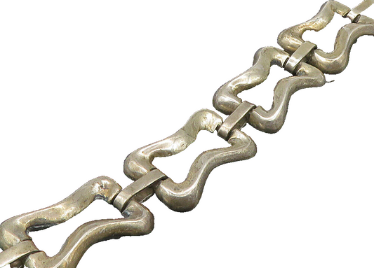 MEXICO 925 Sterling Silver  Vintage Shiny Hinge Link Chain Bracelet  BT8949