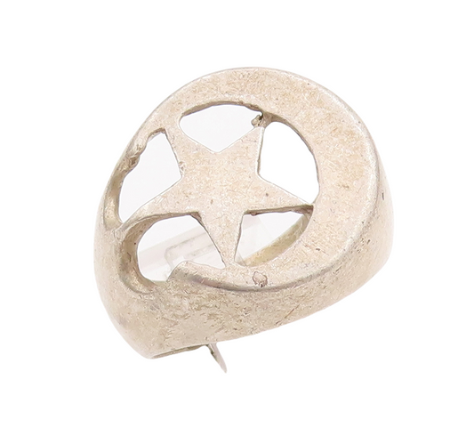 925 Sterling Silver Vintage Ring Solid Cutout Half Moon & Star  Sz 10  RG29006