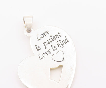 925 Silver  Vintage Love Is Patient Love Is Kind Heart Charm Pendant  PT20744