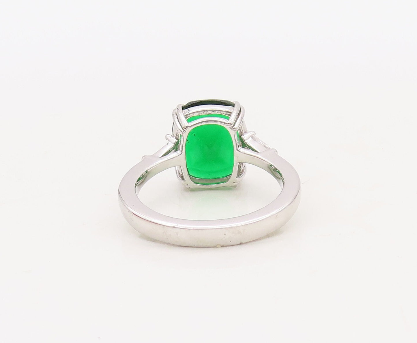 925 Sterling Silver Vintage Ring Rectangle Cut Green & White CZ  Sz 7 RG30516