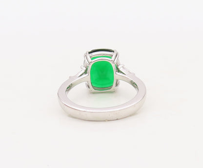 925 Sterling Silver Vintage Ring Rectangle Cut Green & White CZ  Sz 7 RG30516