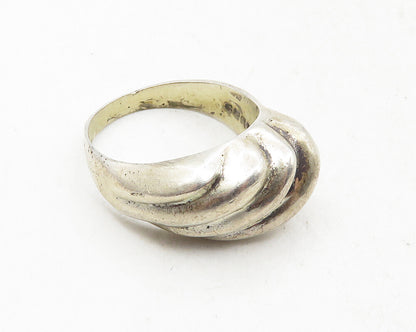 MEXICO 925 Sterling Silver  Vintage Shiny Fluted Dome Band Ring Sz 6.5  RG9757