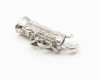 925 Sterling Silver  Vintage Shiny Bag Of Golf Clubs Drop Pendant  PT8804