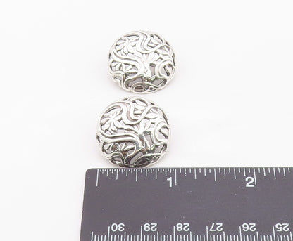 925 Sterling Silver Vintage Earrings Classic Lotus Flower Openwork Stud  EG14399