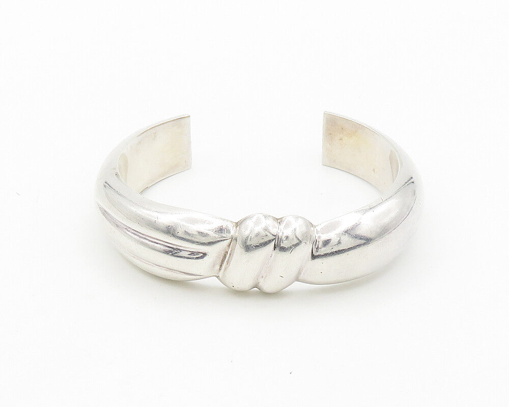 JONDELL 925 Sterling Silver  Vintage Shiny Fluted Detail Cuff Bracelet  BT7313