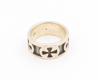 925 Sterling Silver Vintage Ring Religious Cross Cutout Band  Sz 5.5  RG35155