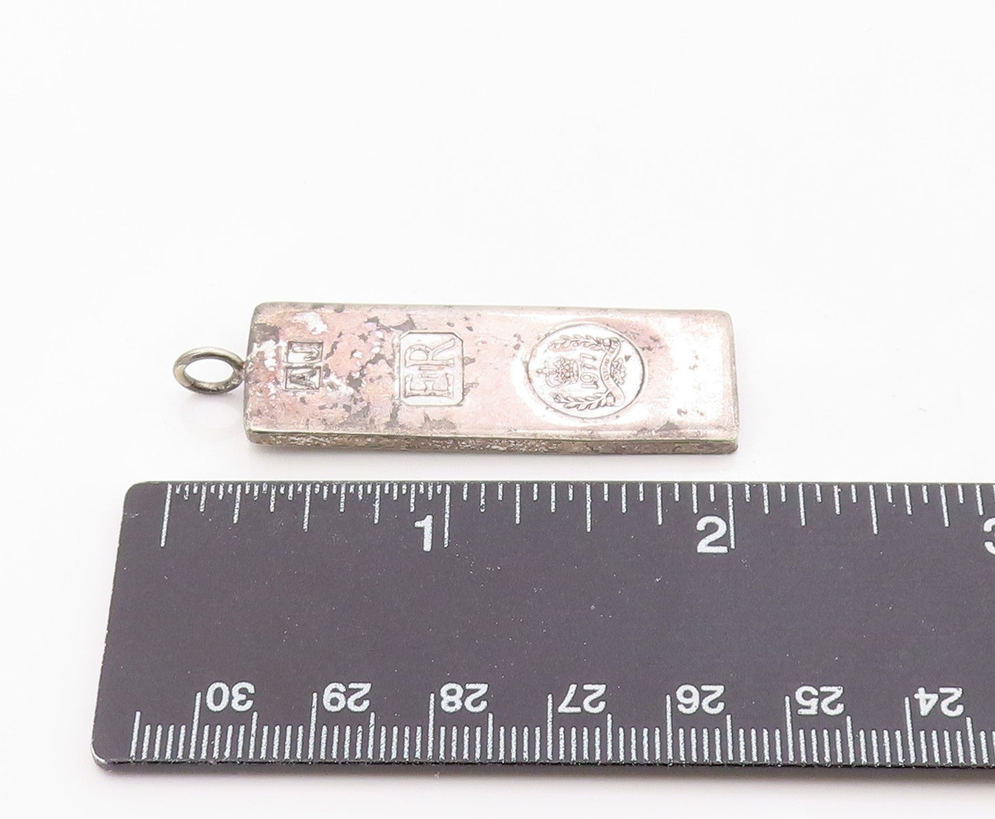 925 Sterling Silver Vintage Pendant Minimalist Geometric Jubilee Ingot   PT26319