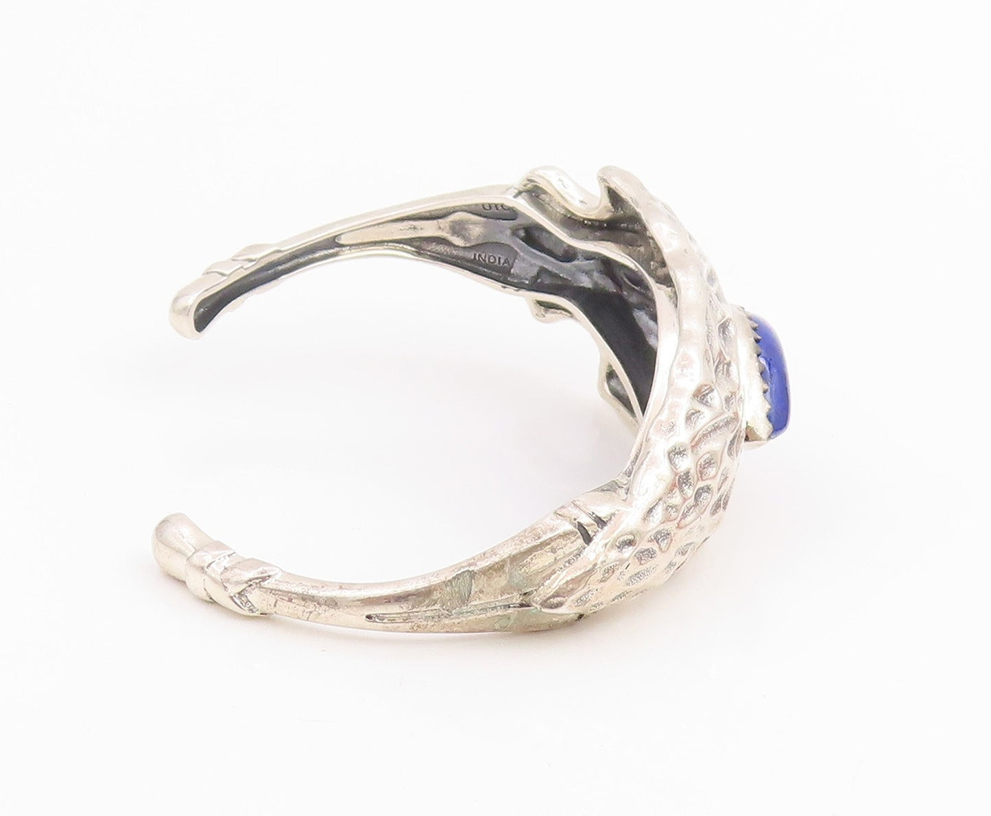 925 Sterling Silver Vintage Bracelet Marquise Cut Lapis Lazuli Arrowhead BT11842