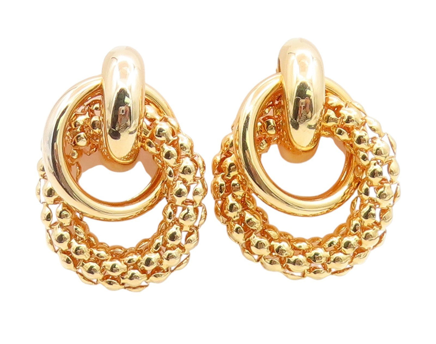 925 Sterling Silver Vintage Earrings Gold Plated Chunky Interlocking  EG14048