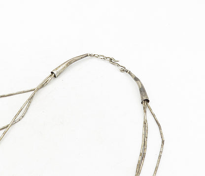 NAVAJO 925 Sterling Silver  Vintage Tear Drop Hematite Chain Necklace  NE1618