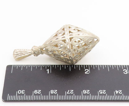 925 Sterling Silver Vintage Pendant Intricate Open Scrollwork Locket  PT25666