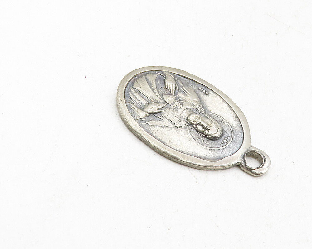 925 Sterling Silver  Vintage Dark Tone Virgo Carmeli Oval Pendant  PT7899