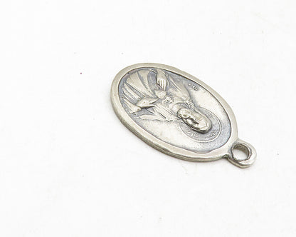 925 Sterling Silver  Vintage Dark Tone Virgo Carmeli Oval Pendant  PT7899