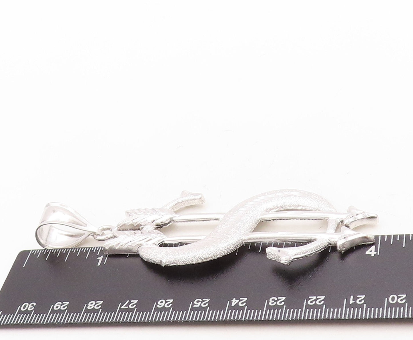 925 Sterling Silver Vintage Pendant Large Solid Cutout Dollar Symbol  PT23885