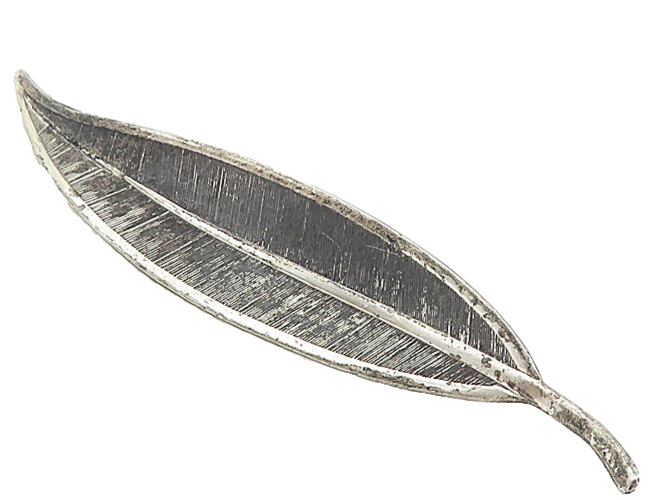 BEAU 925 Sterling Silver Vintage Oxidized Single Feather Brooch Pin BP3124