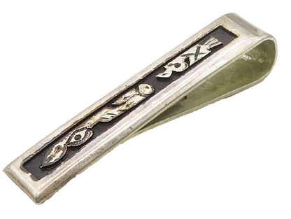 925 Sterling Silver  Vintage Oxidized Detail Square Tie Clip  TR2199