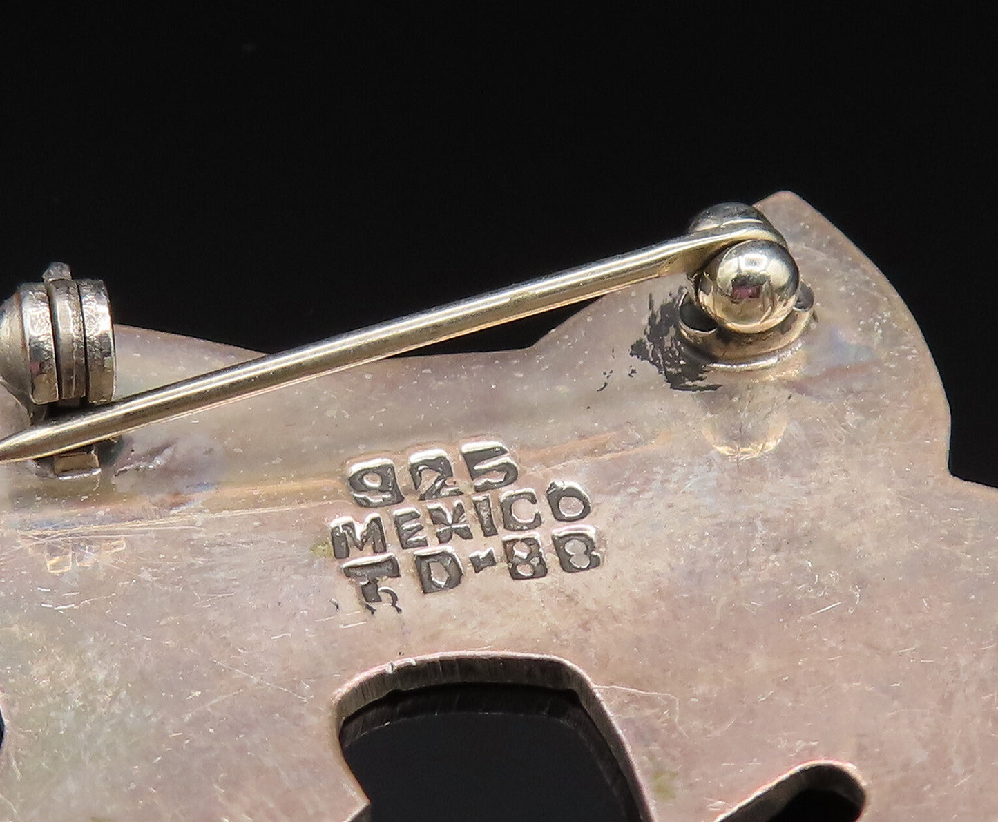 MEXICO 925 Sterling Silver Vintage Etched Bow Tie On Wreath Brooch Pin BP9674