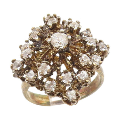 925 Sterling Silver Vintage Ring PANETTA Topaz Cluster Snowflake  Sz 7  RG34690